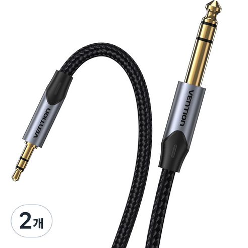 벤션 프리미엄 3.5mm to 6.5mm 6.35mm TRS 케이블 BAUHH 2m, 혼합색상, 2개