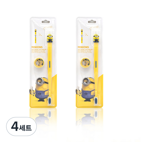 미니언즈 유아용 피규어 칫솔 + 자석 거치대 세트, 스튜어트, 4세트