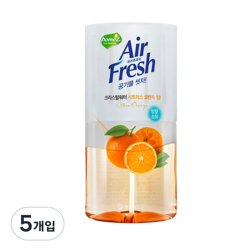 홈즈 에어후레쉬 크리스탈워 본품, 400ml, 5개, 시트러스 오렌지 향