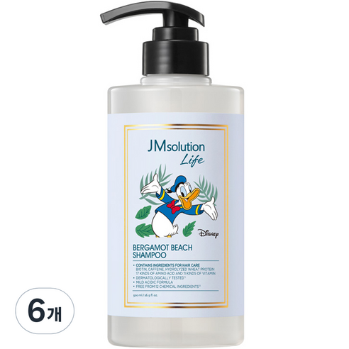 제이엠솔루션 라이프 디즈니 베르가모트 비치 샴푸 시트러스 프레시 향, 6개, 500ml