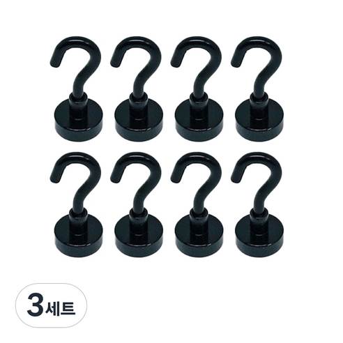 뉴비스타 고리자석 16mm 8p + 보호스티커, 블랙, 3세트