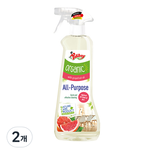 폴리보이 오가닉 다목적 실내 청소용 살균 세정제, 500ml, 2개