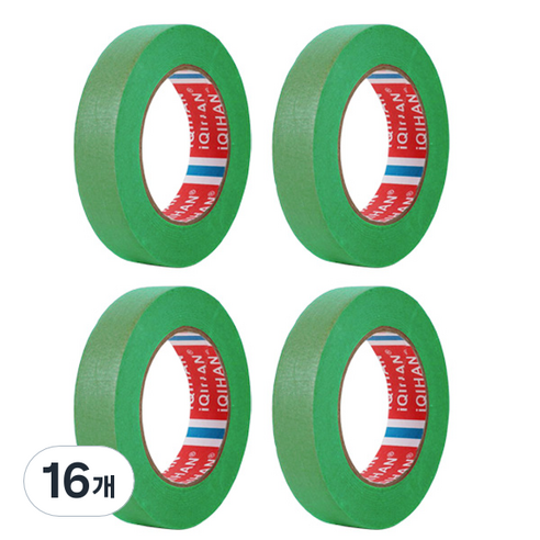 iQIHAN 다다 칼라 마스킹테이프 초록 25 mm x 20 m, 16개