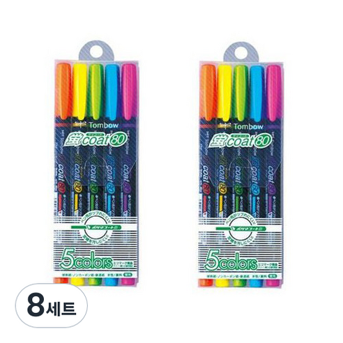 케이코트 톰보 코트 형광펜, 5색, 8세트