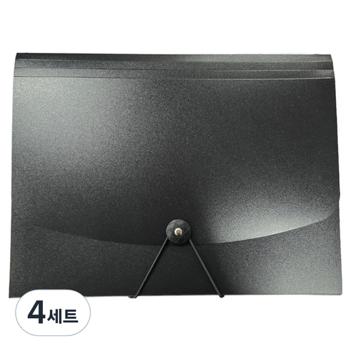 도큐모 서류 정리함 13칸 아코디언파일 A4 + 라벨 스티커 세트, 블랙, 4세트