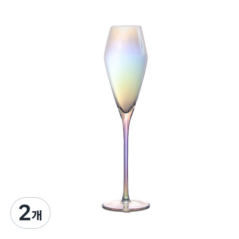 코지테이블 오로라 프리즘 홀로그램 글라스 샴페인 롬버스, 240ml, 2개