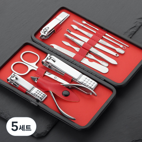 정원전산 손톱깎이 12종 세트 JWN-12S, 실버, 5세트