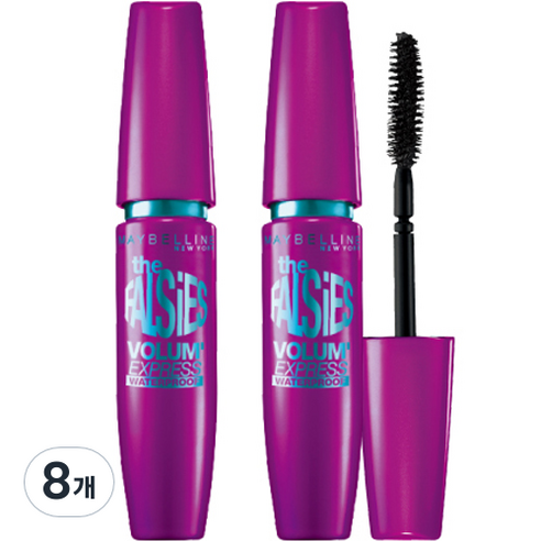 메이블린 뉴욕 폴시 래쉬 워터프루프 마스카라 9.2ml, 8개, 블랙
