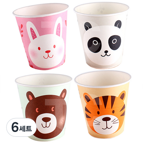 피에이치 애니멀 종이컵 4종 세트 190ml, 40개, 6세트