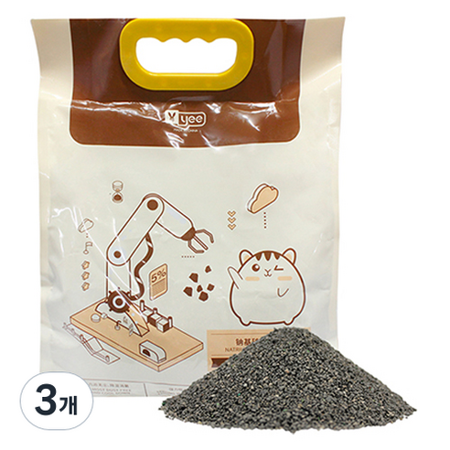 YEE 벤토나이트 화장실 목욕 모래, 2.5kg, 3개