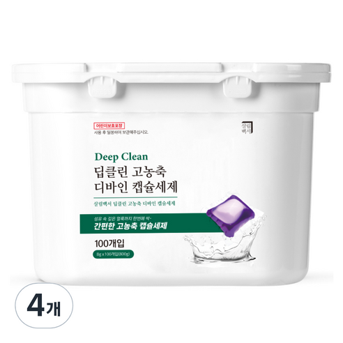 살림백서 딥클린 고농축 디바인 캡슐세제 라벤더향, 4개, 100개입
