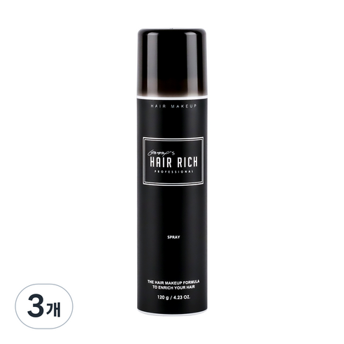 박명수헤어리치 스프레이 흑채 120g, 흑색, 3개