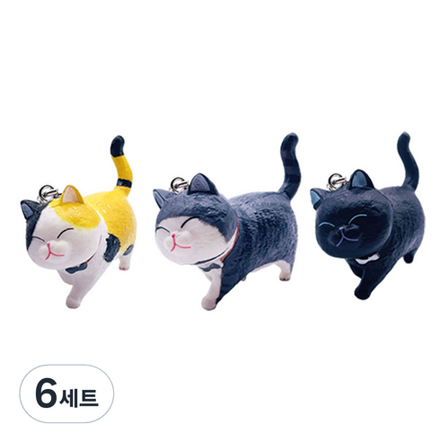 월드크린 산책하는 고양이 키링 C타입 세트, 6세트
