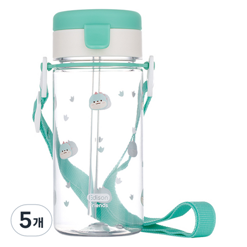 에디슨 프렌즈 흘림방지 에코젠 빨대컵 350ml, 5개, 공룡 에디노