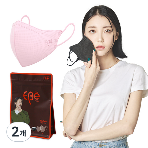 이비에 더세로 새부리형 황사 보건용 마스크 중소형 KF94 30p + 항균 파우치 세트, 30개입, 2개, 연핑크