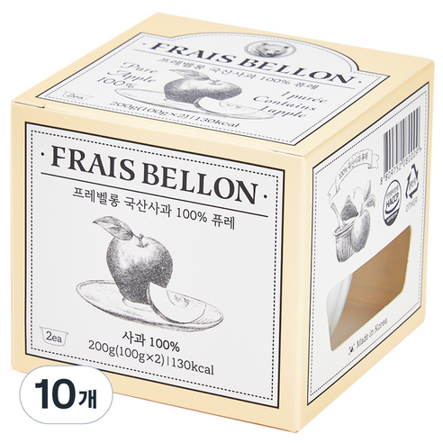 프레벨롱 국산 과일 퓨레 사과100%, 사과맛, 100g, 10개