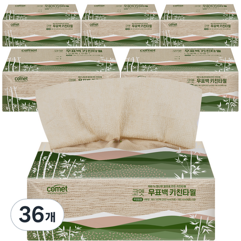 코멧 뽑아쓰는 무표백 천연펄프 키친타월, 36개, 100매