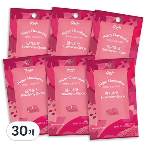 행복한 쇼콜라띠에 홈베이킹 초콜렛 딸기 100g, 단품, 30개