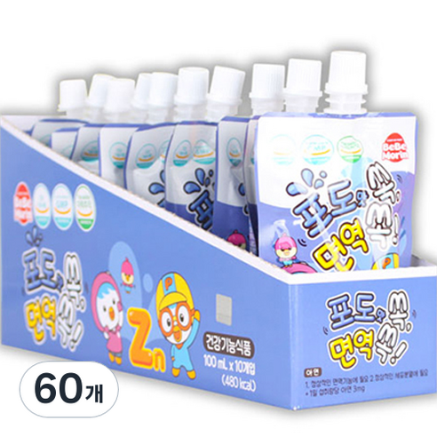 베베모린 뽀로로 면역 쏙 음료, 100ml, 60개