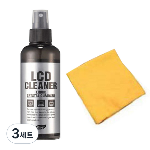MINT LCD 클리너 + 극세사 융, 3세트, 200ml