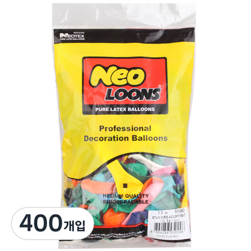 네오룬스 13cm 라운드풍선, 스탠다드혼합, 4개