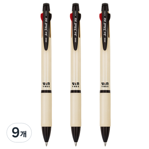 자바펜 제트 3볼 biz 빈티지 펜 0.7mm, 베이지, 9개