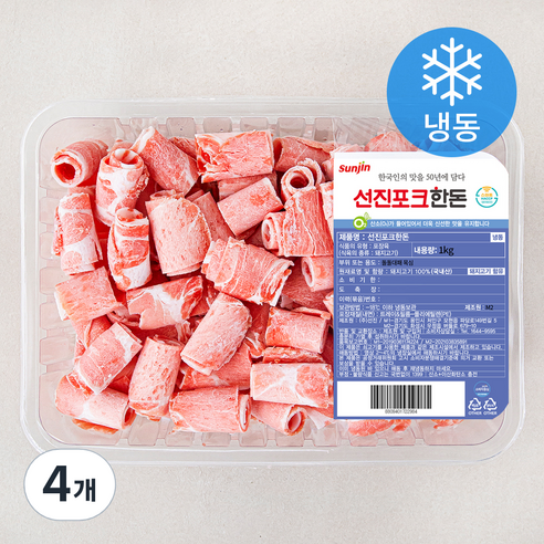 선진포크 한돈 대패 목심 (냉동), 1kg, 4개