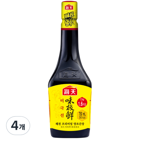 해천 하이텐 프리미엄 미극선 양조간장, 750ml, 4개