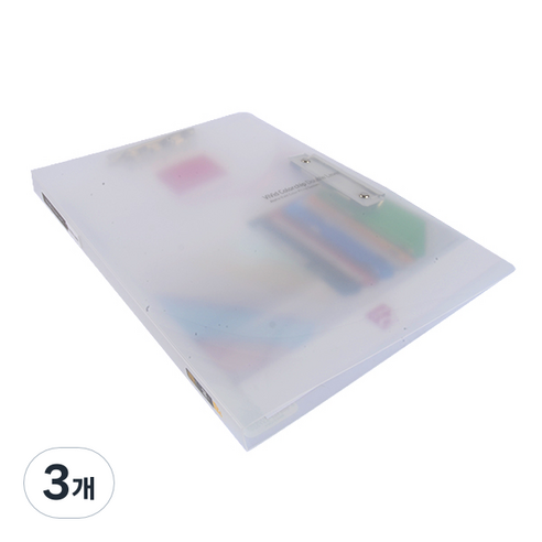알파 비비드 컬러칩 더블레버화일 A4, 투명, 3개