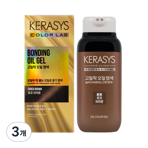 케라시스 고밀착 오일 염색제, 초코브라운, 3개