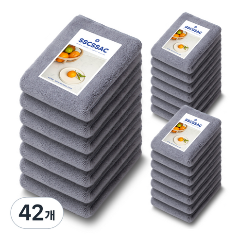쓱싹 보들보들 극세사 양면 주방행주 그레이 7p, 42개