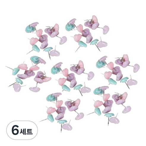 문구담 귀여운 하트모양 압정 세트 마카롱, 50개입, 6세트