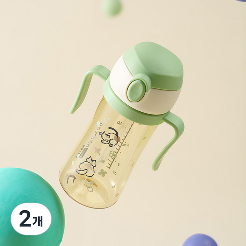 베베픽 유아용 원터치 PPSU 빨대컵 250ml, 2개, 클로버 가든캣