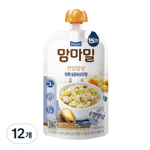 맘마밀 안심밥상 레토르트 이유식 140g, 전복 모듬채소진밥, 12개