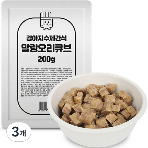 천군맘마 강아지 말랑 오리큐브 수제 간식 5p, 200g, 3개, 오리고기맛