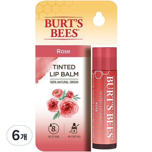 버츠비 틴티드 립밤, 로즈, 4.25g, 6개