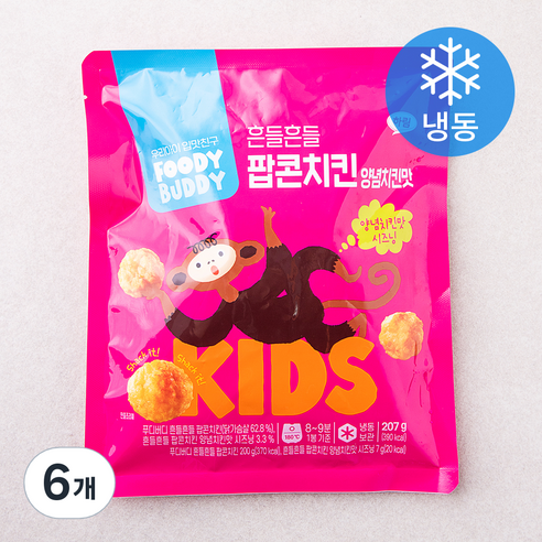 푸디버디 흔들흔들 팝콘치킨 양념치킨맛 (냉동), 207g, 6개