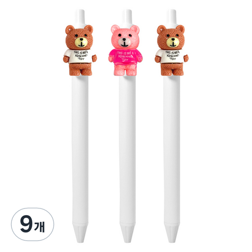 큐티 파츠 베어 젤펜 0.5mm, 랜덤발송, 9개