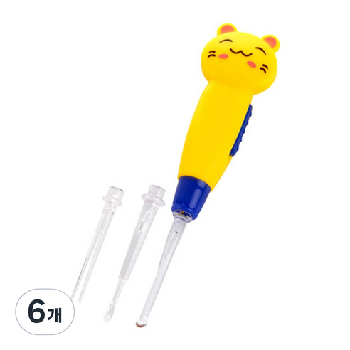 고나비 LED 캐릭터 유아귀이개 노란고양이, 6개, 1개입