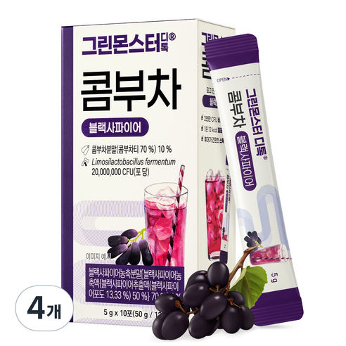 그린몬스터 디톡 콤부차 블랙사파이어, 10개입, 4개