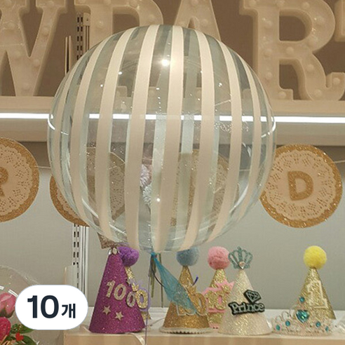 와우파티코리아 버블벌룬 스트라이프 풍선, 10개, 블루