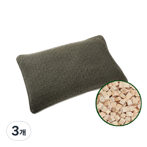 편백아트 순면 천연염색 편백 베이지 베개 큐브칩, 진회색, 3개