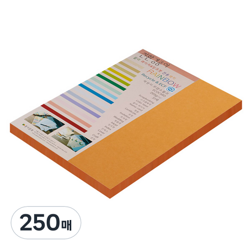 종이문화 친환경색지 레인보우카드 No.27 오렌지, A4, 250매