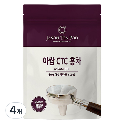 제이슨티 티파드 아쌈 CTC 홍차, 2g, 4개, 30개입