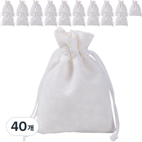 마켓감성 린넨 끈주머니 15 x 20, 40개, 화이트