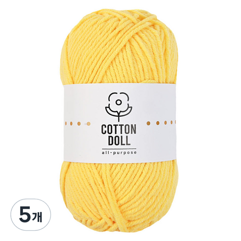 니뜨 코튼돌 뜨개실 50g, 5개, 5 노랑