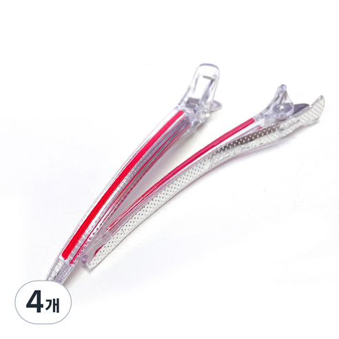 다카라 크리스탈 헤어클립 대 120mm, 4개, 투명 + 레드