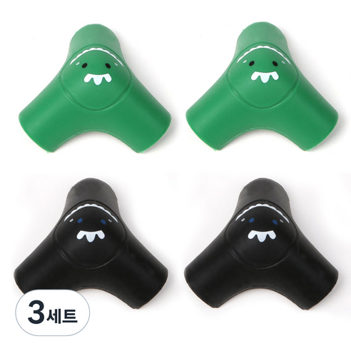 엘로시오 공룡 코너보호대 블랙 2p + 그린 2p, 3세트, 블랙 + 그린