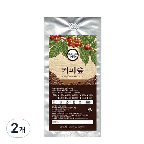 커피숲 에티오피아 예가체프 원두, 프렌치프레소, 200g, 2개