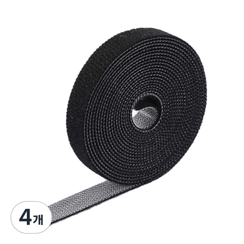 슬림 양면 찍찍이 케이블 정리 롤 블랙 20mm x 9.1m, 4개